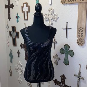 Express black and silver sequin tank top size small